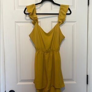 Yellow Ruffle Strap Romper